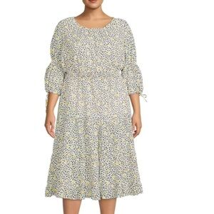 The Get Women's Plus Size Tiered lined Midi Dress with Smocked Waist 4X